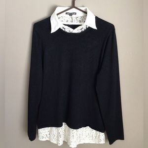 Black faux shirt sweater combo.  Size XL.